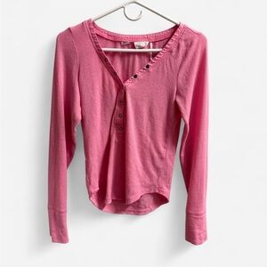 Urban Outfitters Pink Henley Long Sleeve Top